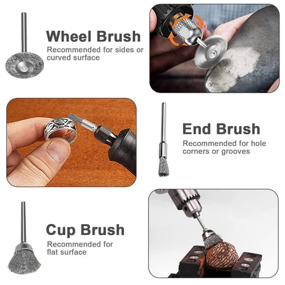 45pcs Wire Cup Brush Set Stainless Steel For Dremel Rotary Tool Accessories