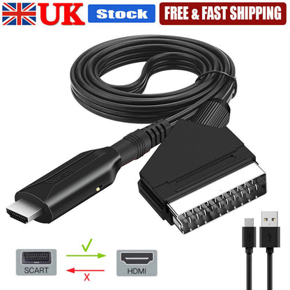 SCART To HDMI Converter Cable SCART - HDMI - OLD DVD TO HD TV -Video Adapter
