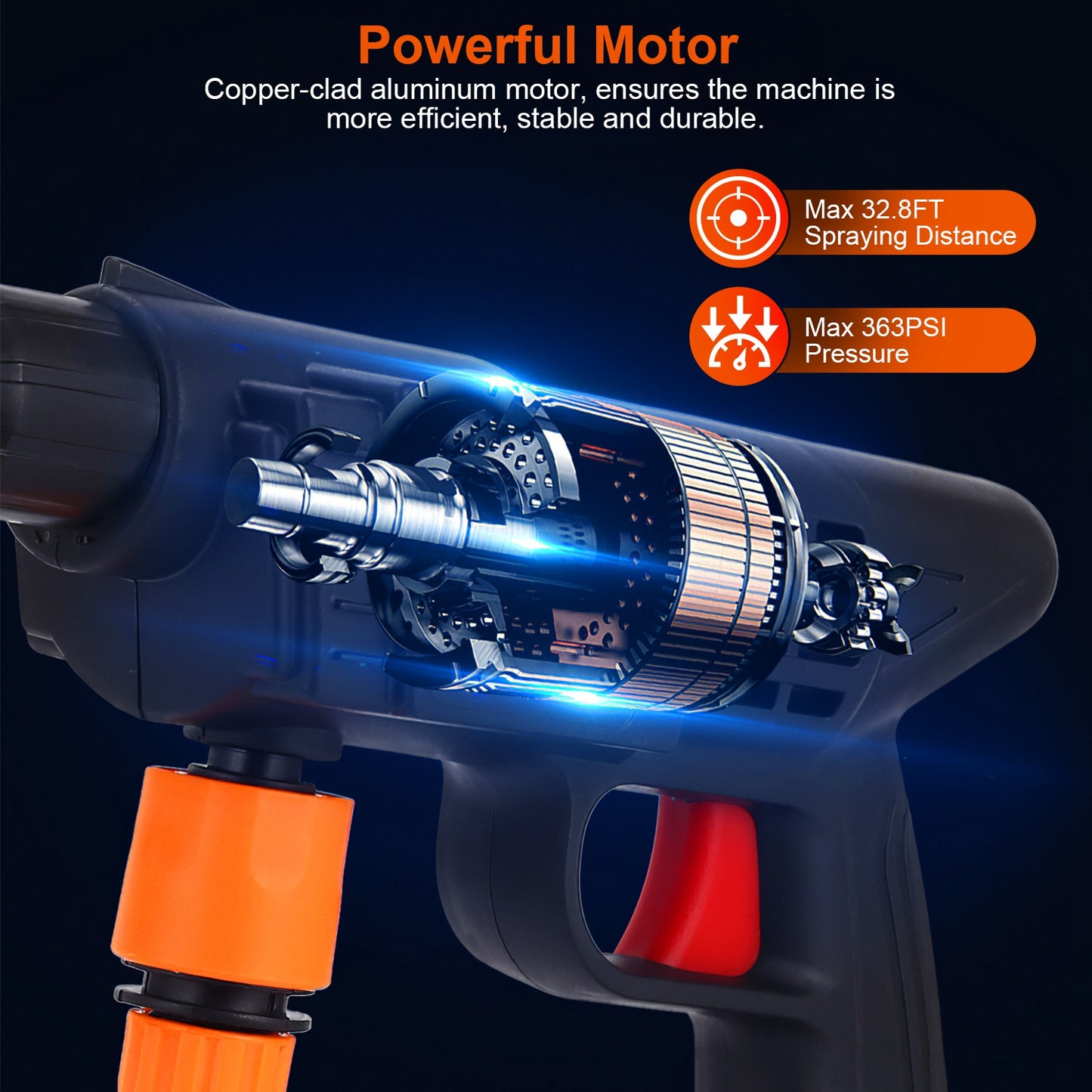 Cordless Pressure Washer Portable Electric Power Washer High Pressure Water Sprayer 363PSI Car Washer Cleaner With 12000mAh 48V Rechargeable Battery And Charger 2 Nozzles