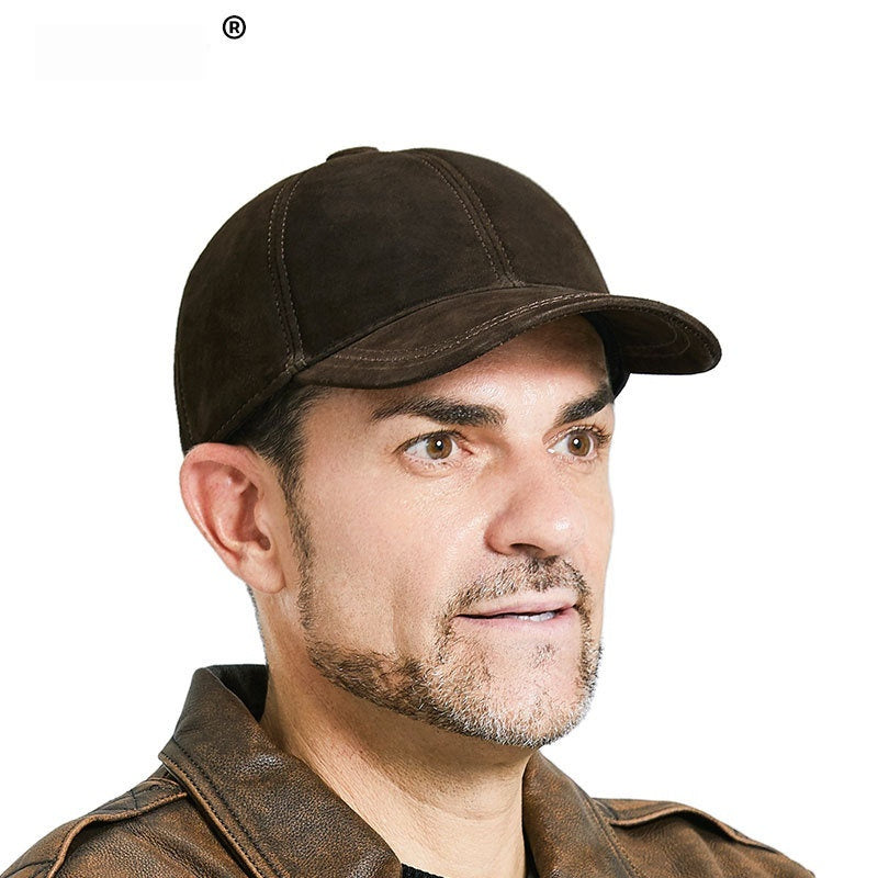Men's Sheepskin Suede Baseball Cap For Middle-Aged And Elderly