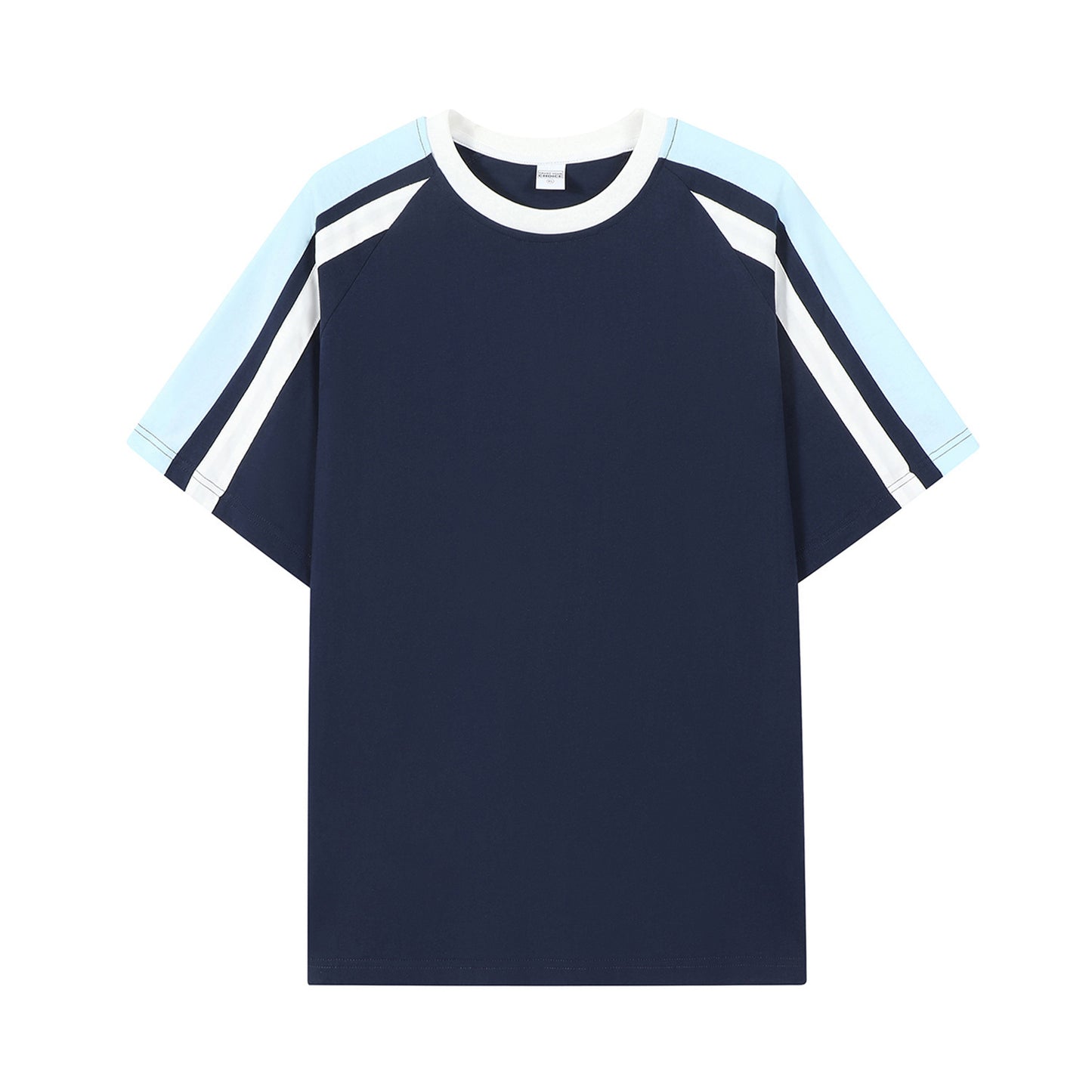 American-style Retro Contrast Color Pull-up Design Short-sleeved T-shirt