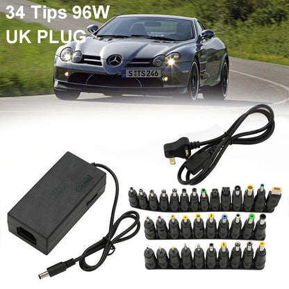 96W 34 Sizes Heads Adapter Universal AC DC Power Supply Charger Multi Laptop PC