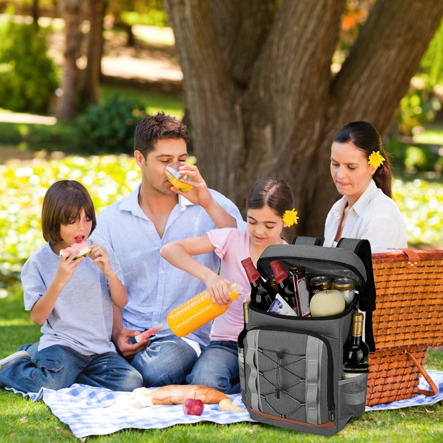 Grey-Black Options 1Pc Cooler Backpack 36 Can Leakproof Insulated Cooler Backpack With 25L 6.6Gal For Picnic Camping Beach Hiking Fishing Travel