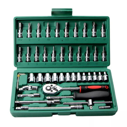46PCS 1-4  Ratchet Wrench Combination Socket Tool Set Kit Auto Car Repair Tools