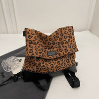 Multi-purpose Casual Fashion Temperament Leopard Print Leather Velvet Backpack Women's Bag