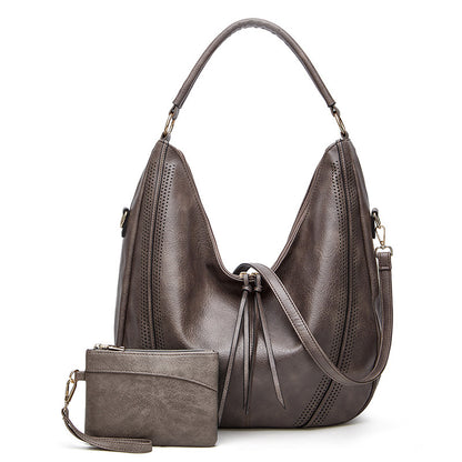 New Trend Retro Large Capacity Tote Shoulder Bag Tassel Hollow One-shoulder Casual Bag Women's Big Bag Casual Bag