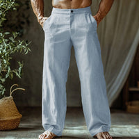 Men's Linen Button Slant Pocket Breathable Trousers