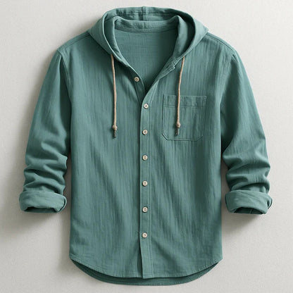 Men's Fashion Hooded Cotton-Linen Casual Long-Sleeve