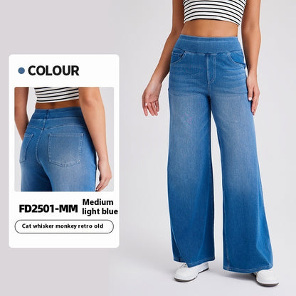 High Waist Straight Cat Beard Horse Riding Yoga Jeans