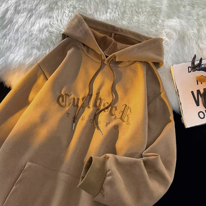 Premium Letter-Embroidered Hoodie For Men Versatile And Perfect For Couples