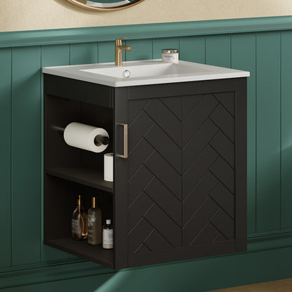 20 Wall Mounted Bathroom Cabinet With Side Cabinet Combo, Bathroom Cabinet With Soft-Closing Door, Modern Bathroom Vanity With Sink