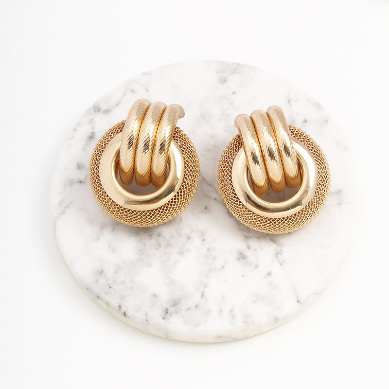 European And American Foreign Trade New Ins Wind Golden Volute Earrings Women