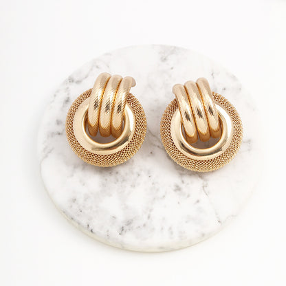 European And American Foreign Trade New Ins Wind Golden Volute Earrings Women