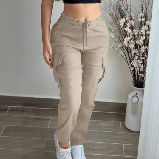 Mountaineering Fashion Drawstring Women's Leisure Cargo Trousers