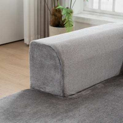 Modular Sectional Sofa With L-Shape Chaise,Cloud Sectional Modern Sleeper Couch With Deep Seat,Sponge Compression Sofas No Assembly Required   Grey-Corduroy Fabric
