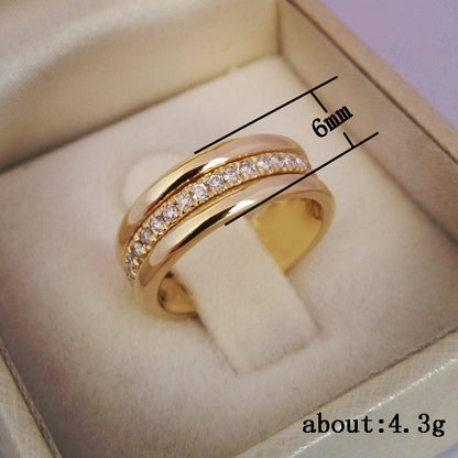 Simple Golden Sliver Rhinestones Ring Copper Plated RIngs Fashion Jewellery
