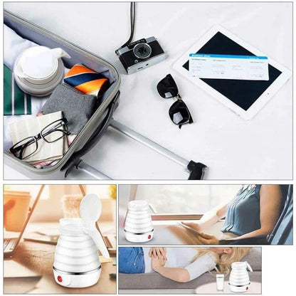 1pcs 600ML Collapsible Travel Electric Water Kettle Folding Camping Caravan Silicone