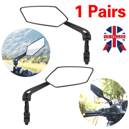 2x Bicycle Bike Handlebar Rear View Mirrors Rearview Rectangle Cycle Back Mirror