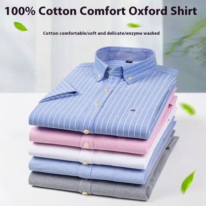 Men's Cotton Short Sleeve Plaid Shirt Casual