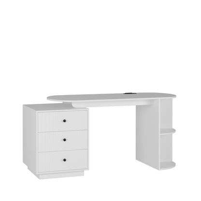 Modern Home Office Table,Expandable Desk With Storage Drawers & Open Shelf,Computer Desk With Hutch & Bookshelf,Wood Executive Desk Teens Student Desk Writing Laptop Home Office Desk