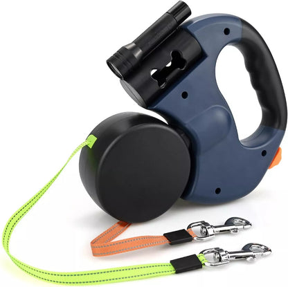 Retractable Lead Leash Double  Dual Doggie 2 Dog 50 Pounds For Pet