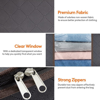 4Pcs Clothes Storage Bags Zipped Organizer Underbed Wardrobe Cube Closet Boxes