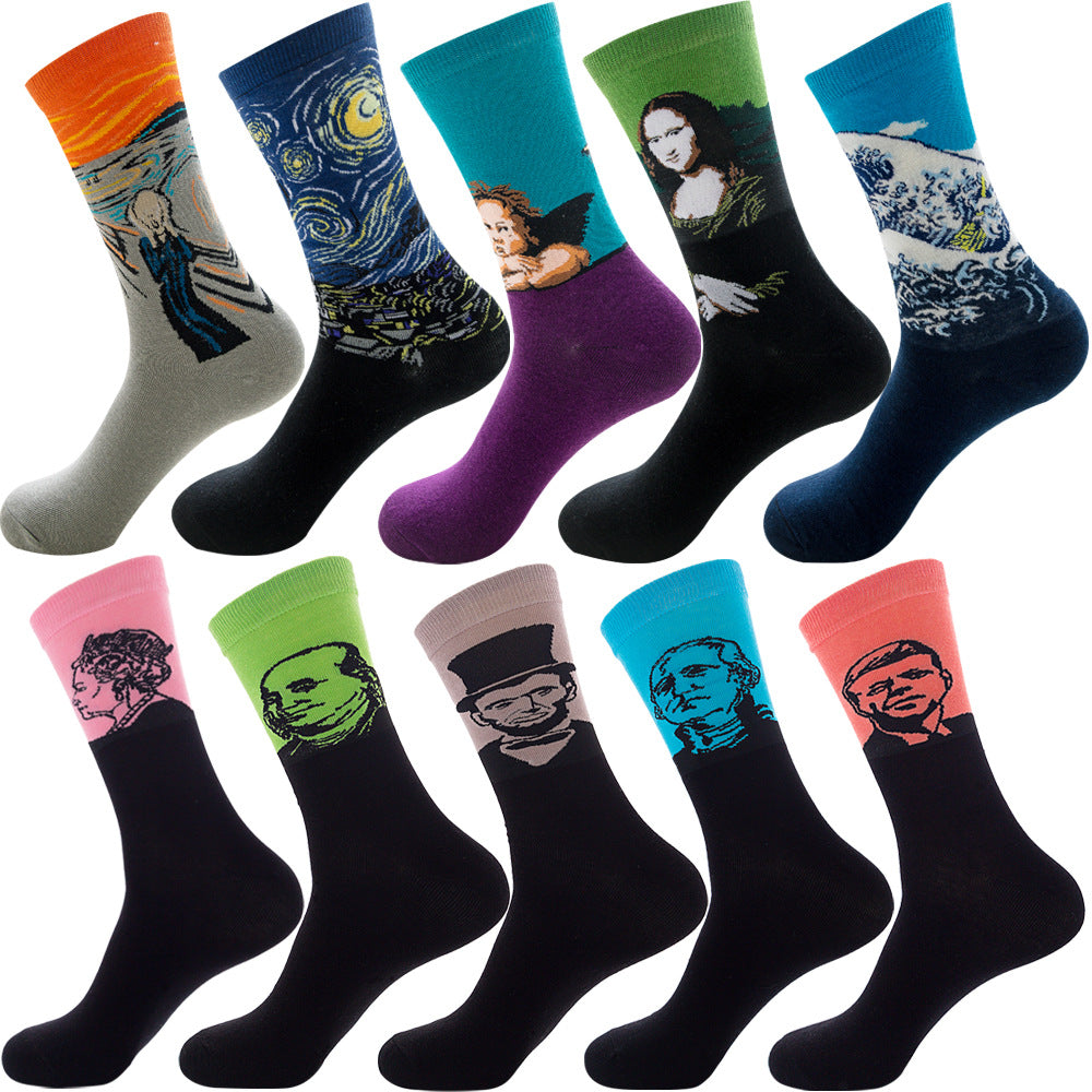 Autumn Diamond-patterned Mens Socks Christmas Animal And Fruit-themed Socks