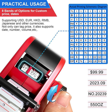 Pricing Tag Gun Red Price Label -11 Label Rolls Stickers-Spare Ink Supermarket