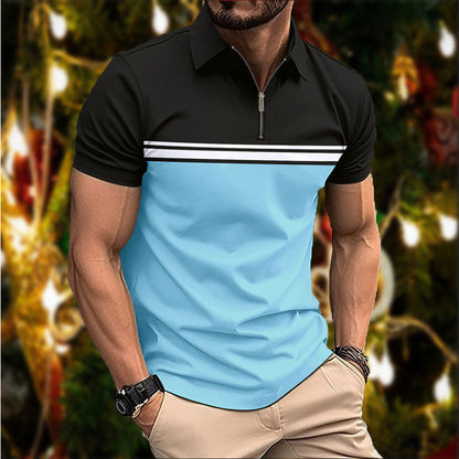 Mens Stylish Slim-fit POLO Shirt With A Pointed Collar And Chest Stripes