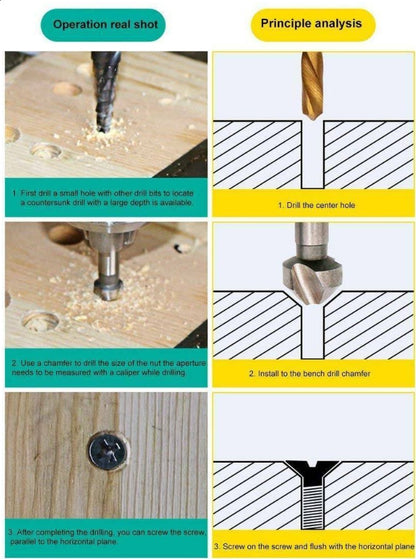 6 Pcs Lower Drill Sink Drill Sink Wood Metal HSS Cone Lower 6.3-20.5 Mm Set