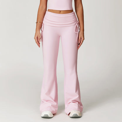 Fold High Waist Flared Pants Nude Feel Wide Leg Slimming Trousers Women