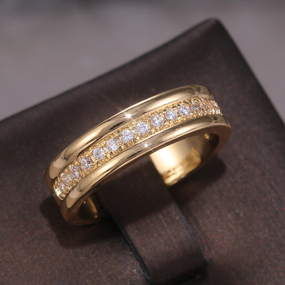 Simple Golden Sliver Rhinestones Ring Copper Plated RIngs Fashion Jewellery