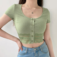 Lace hem cardigan top