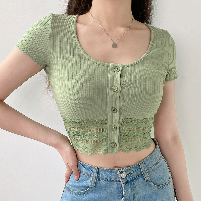 Lace hem cardigan top
