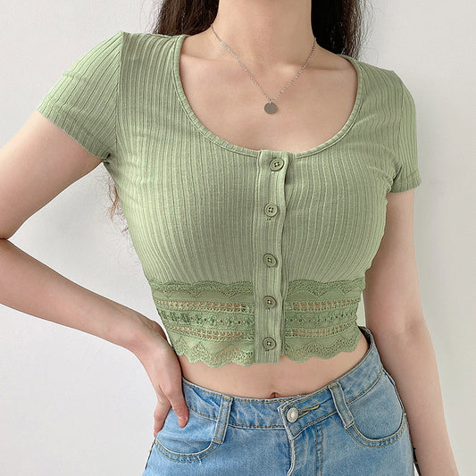 Lace hem cardigan top