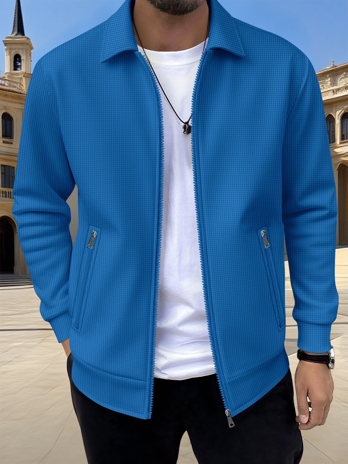 New Solid-color Pocketed Zip-up Long-sleeve Jacket Coat