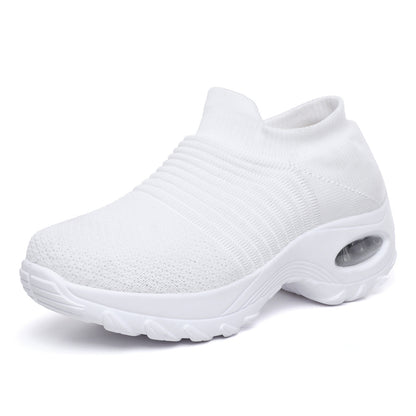 Large Size 43 Women's Shoes Air Cushion Fly-knit Sneakers Slip-on Shoes Fashion Rocking Shoes Casual Shoes Sock Shoes