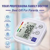 Multifunctional Home Blood Pressure Monitor With Cuff To Record Measurements And Track Heart Rate