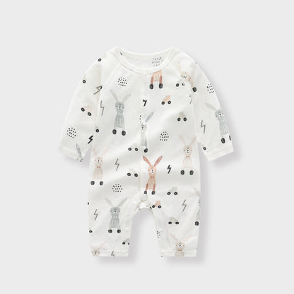 Light And Soft Bamboo Fiber Baby Jumpsuit Floral Animal Cute Print Spring Autumn Newborn Clothes Unisex Long Sleeve Baby Rompers For Boys Girls