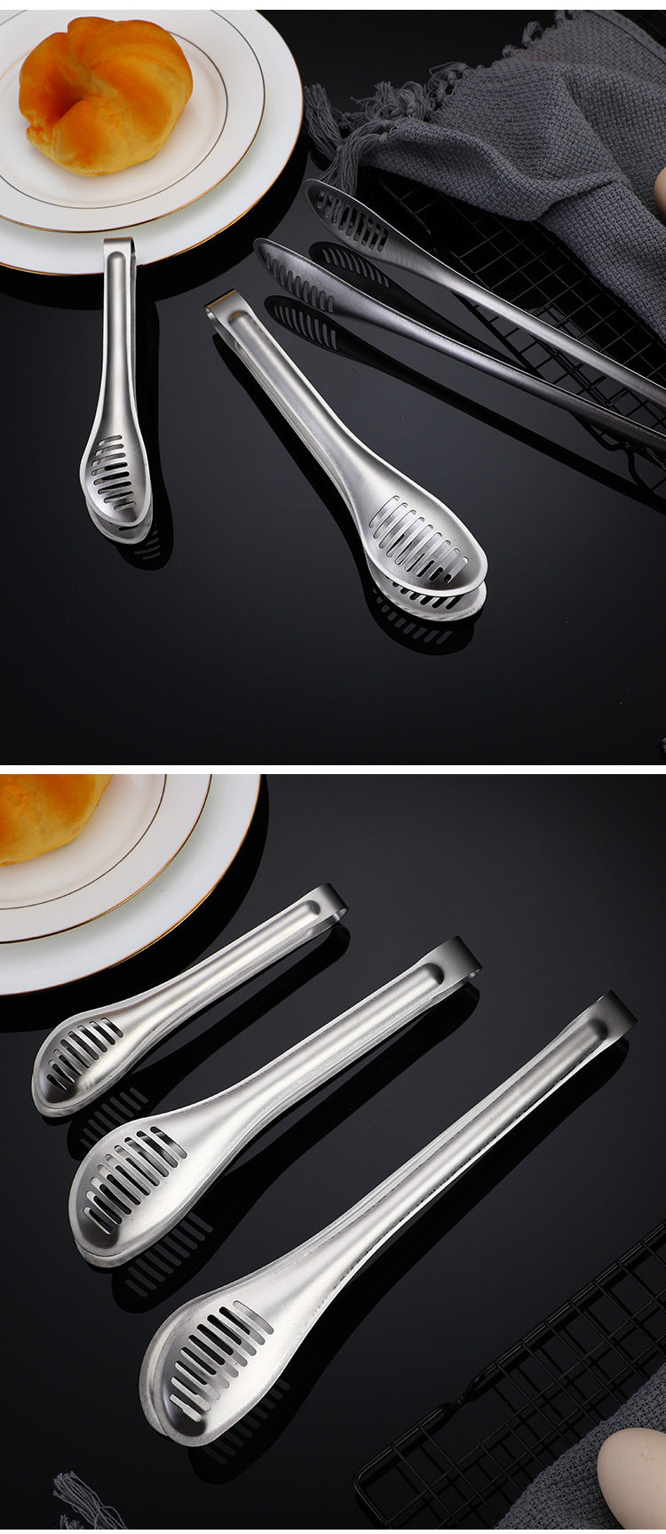 Stainless Steel Food Clamp Barbecue Tools Steak Tong Baking Bread Clip Thickened Clip