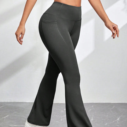 High Waisted Pocket Micro Flared Yoga Pants
