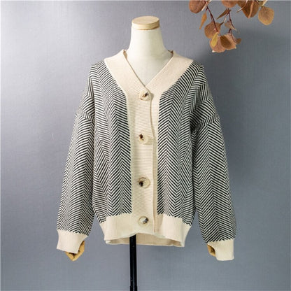 Striped cardigan sweater