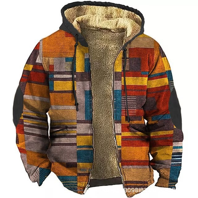 Fleece-lined Thickened Patchwork Cotton Jacket