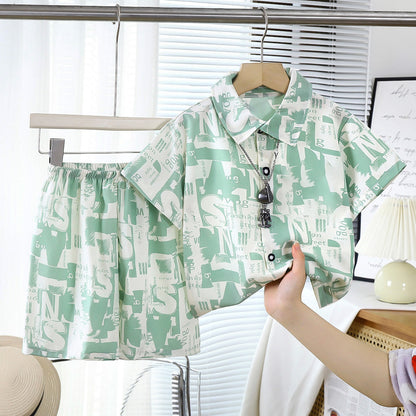 Childrens Set New Style Short-sleeve Shirt And Shorts