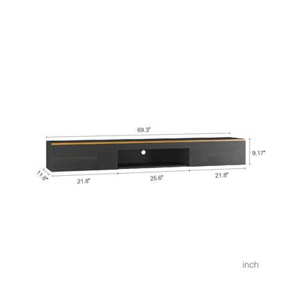 Floating TV Stand Wall Mounted With 16 Color LEDs,Modern TV Stand, Floating TV Cabinet Entertainment Center For 55 60 65 Inch TV,Black