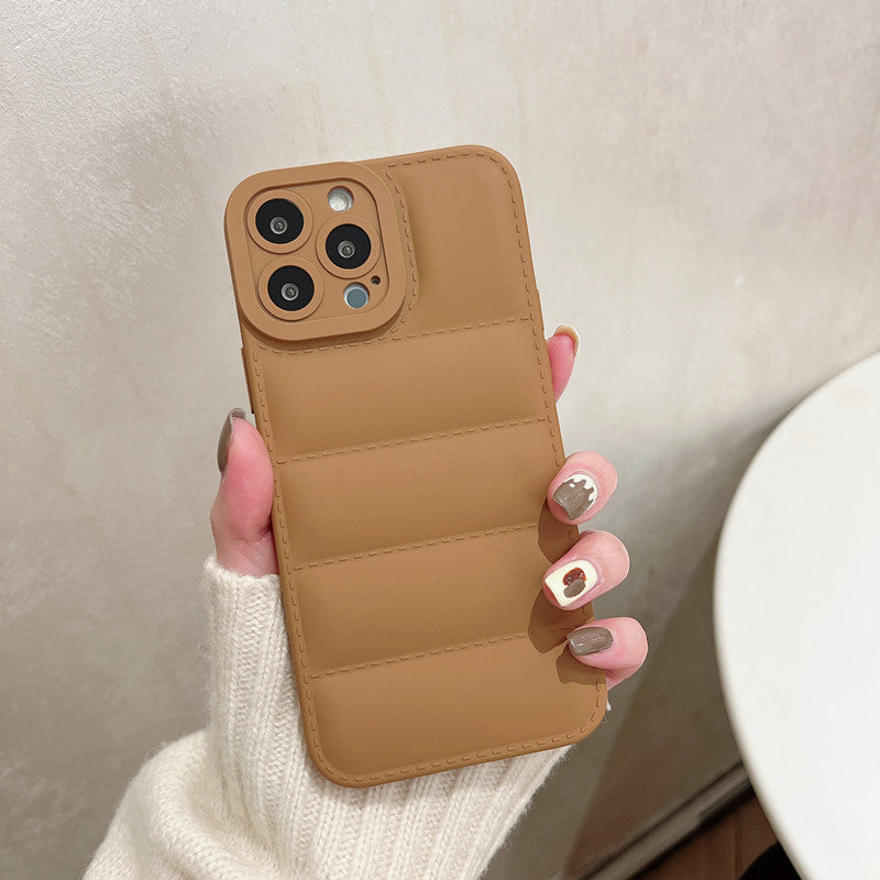 Fashion Solid Color Down Jacket Phone Case