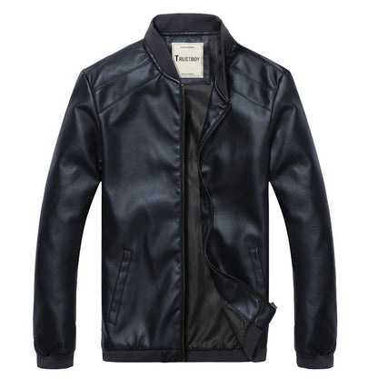 Mens Slim-Fit Stylish Leather Jacket In Korean Style