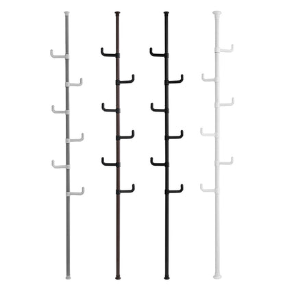 Extra Long Clothes Hanger With The Top Relying On The Ceiling And Nuclear Floor, Coat Rack Freestanding With 6 Hooks