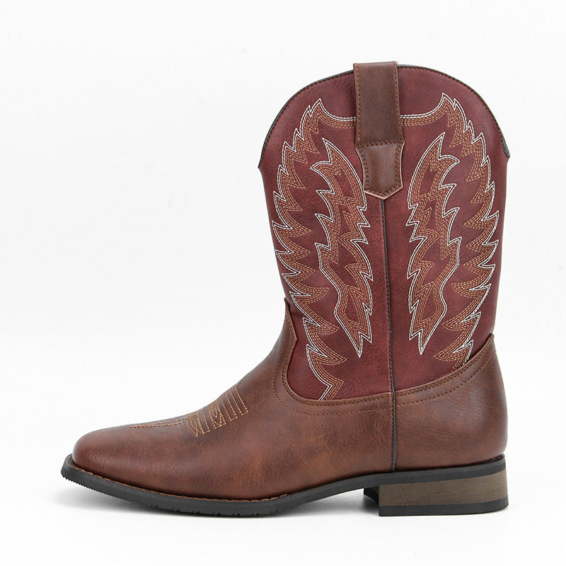 Western Denim Square Toe Motorcycle Men's Boots