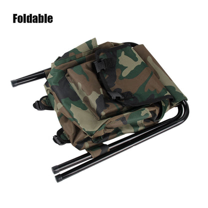 2in1 Oxford Fishing Tackle Backpack Bag,Camping Hiking Foldable Stool Seat Chair